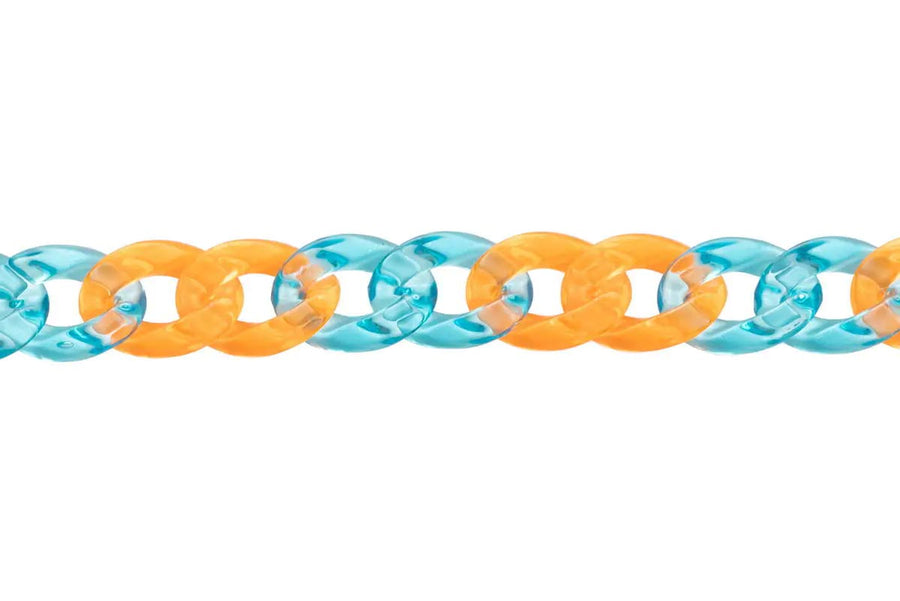 Glasses chain in orange and turquoise (plastic / 67cm)