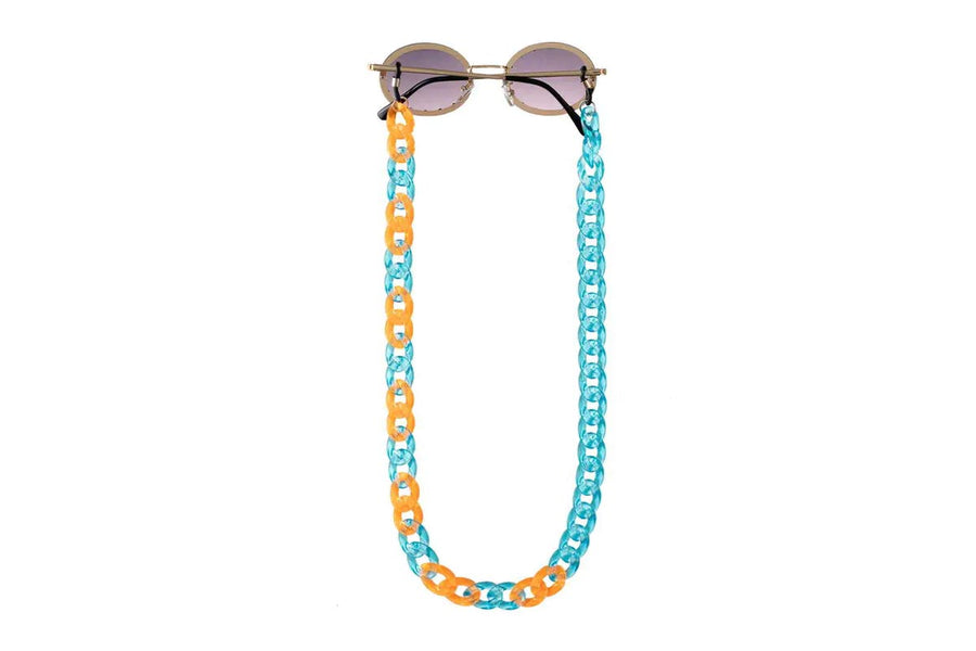 Glasses chain in orange and turquoise (plastic / 67cm)