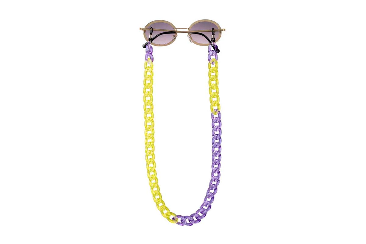 Glasses chain in yellow and purple (plastic / 67cm)