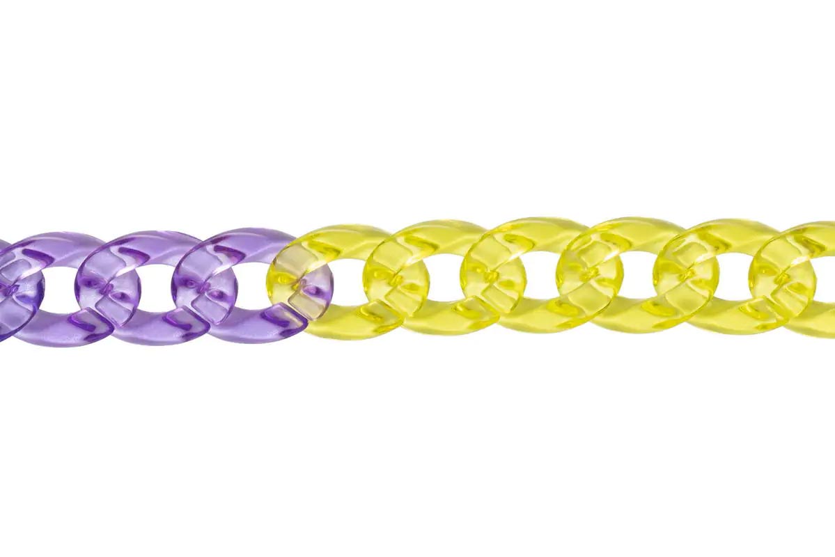 Glasses chain in yellow and purple (plastic / 67cm)