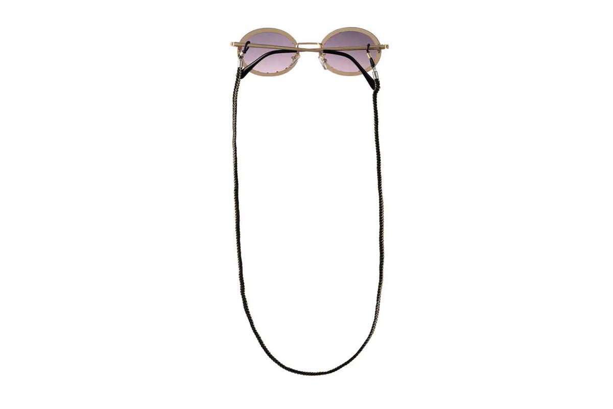 Glasses chain in black and gold (fabric / 65cm)