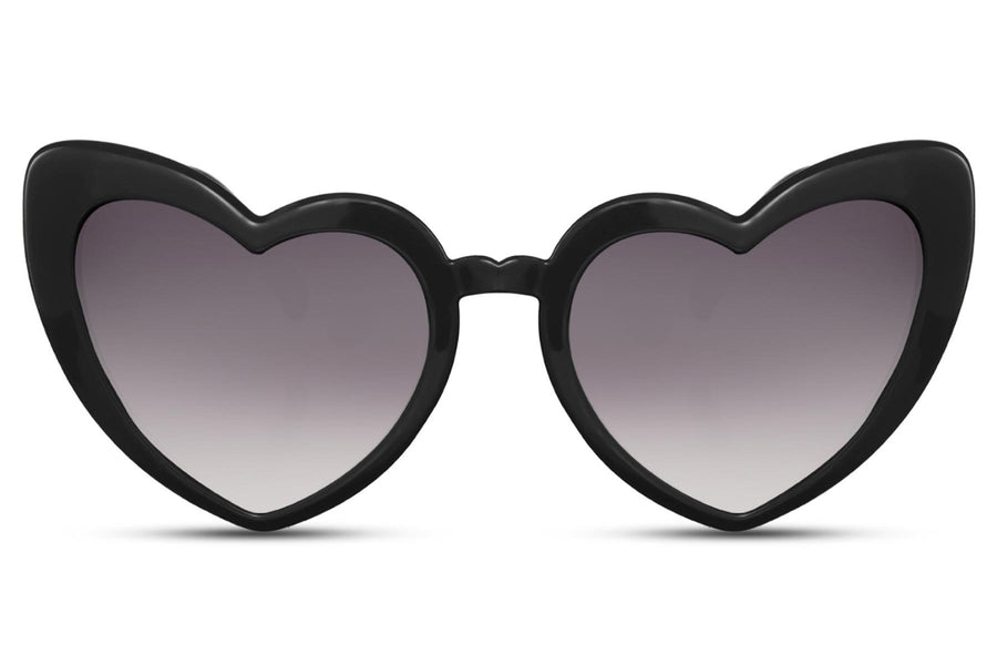Heart-shaped sunglasses with pink lenses