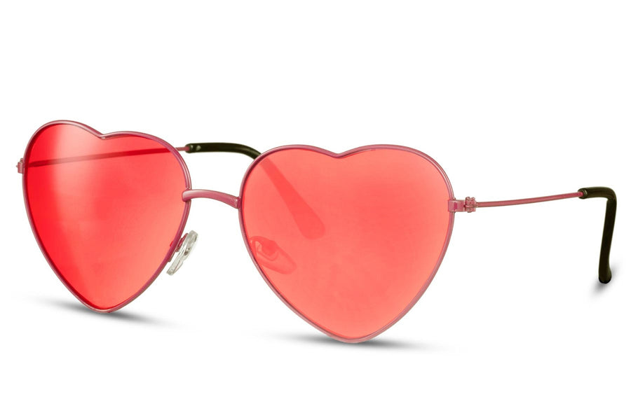 Heart-shaped sunglasses with pink lenses