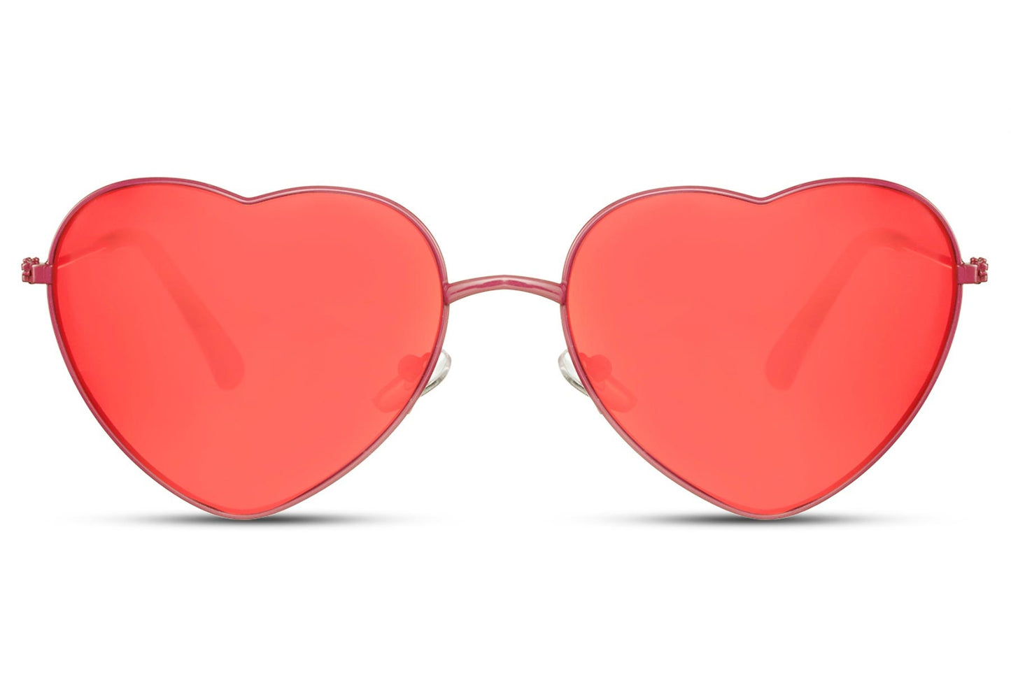 Heart-shaped sunglasses with pink lenses