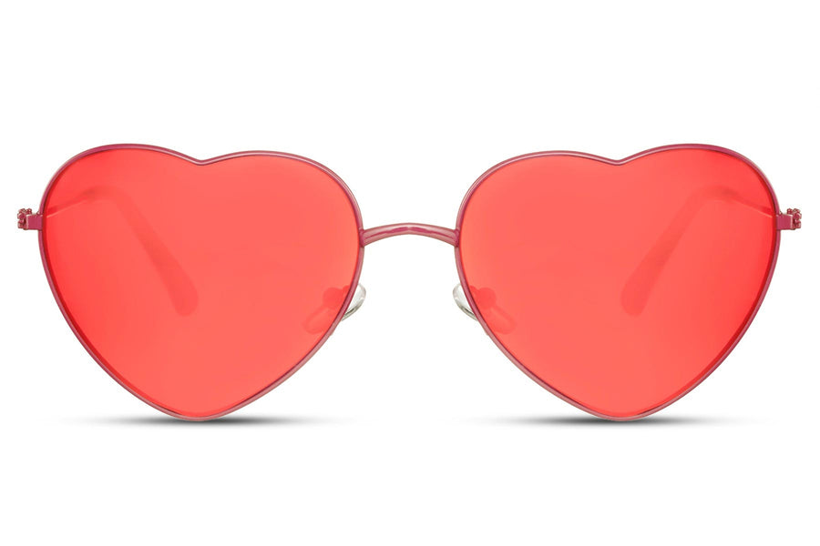 Heart-shaped sunglasses with pink lenses