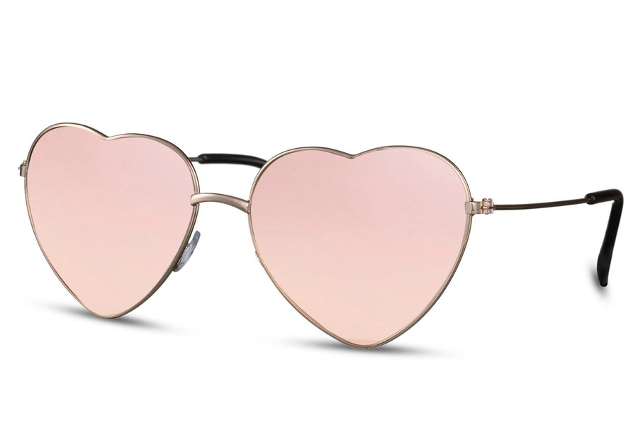 Heart-shaped sunglasses with pink lenses