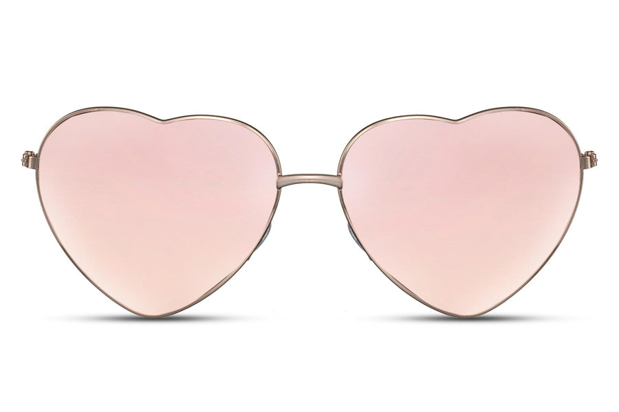 Heart-shaped sunglasses with pink lenses