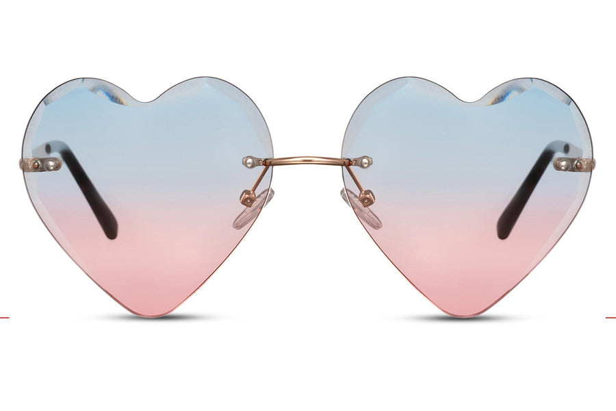 Heart-shaped sunglasses with pink lenses