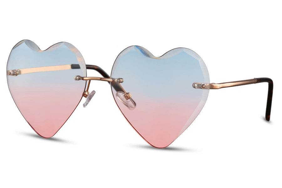 Heart-shaped sunglasses with pink lenses