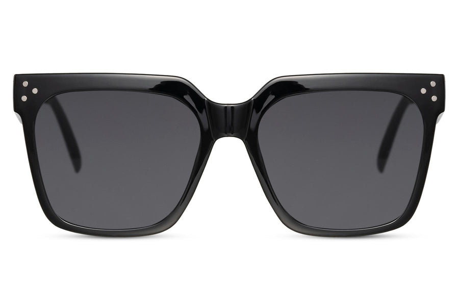 Oversized Wayfarer solglasögon i svart med svarta glas #2345