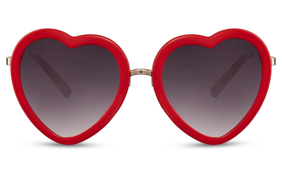 Heart-shaped sunglasses with pink lenses