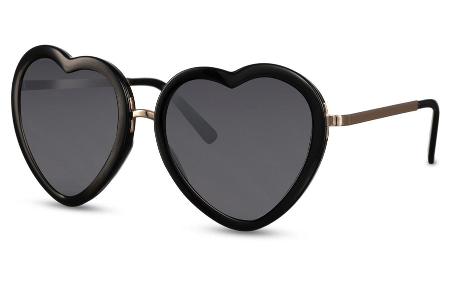 Heart-shaped sunglasses with pink lenses