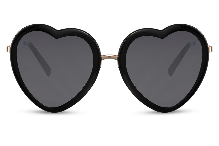Heart-shaped sunglasses with pink lenses