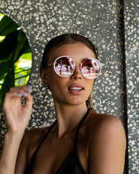 Thumbnail for Heart-shaped sunglasses with pink lenses