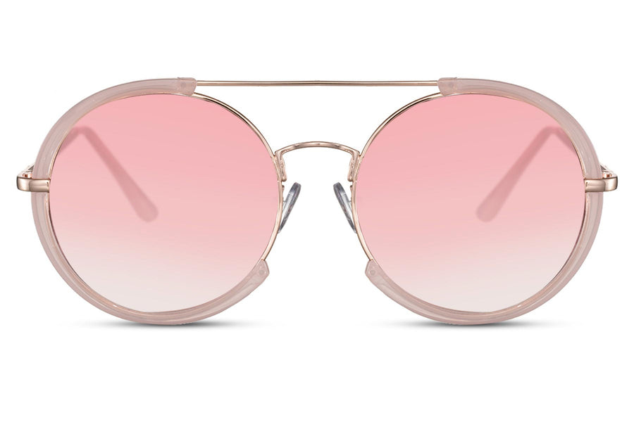 Heart-shaped sunglasses with pink lenses