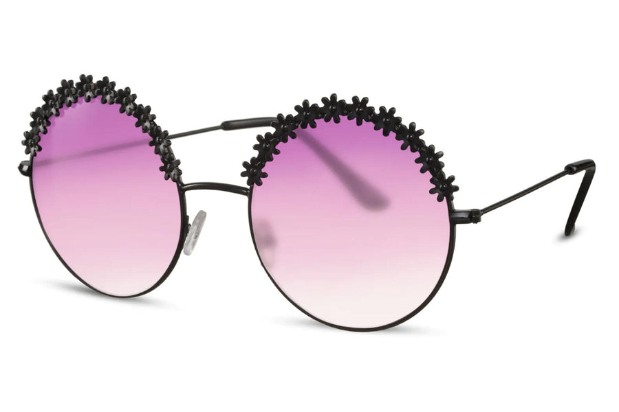 Heart-shaped sunglasses with pink lenses