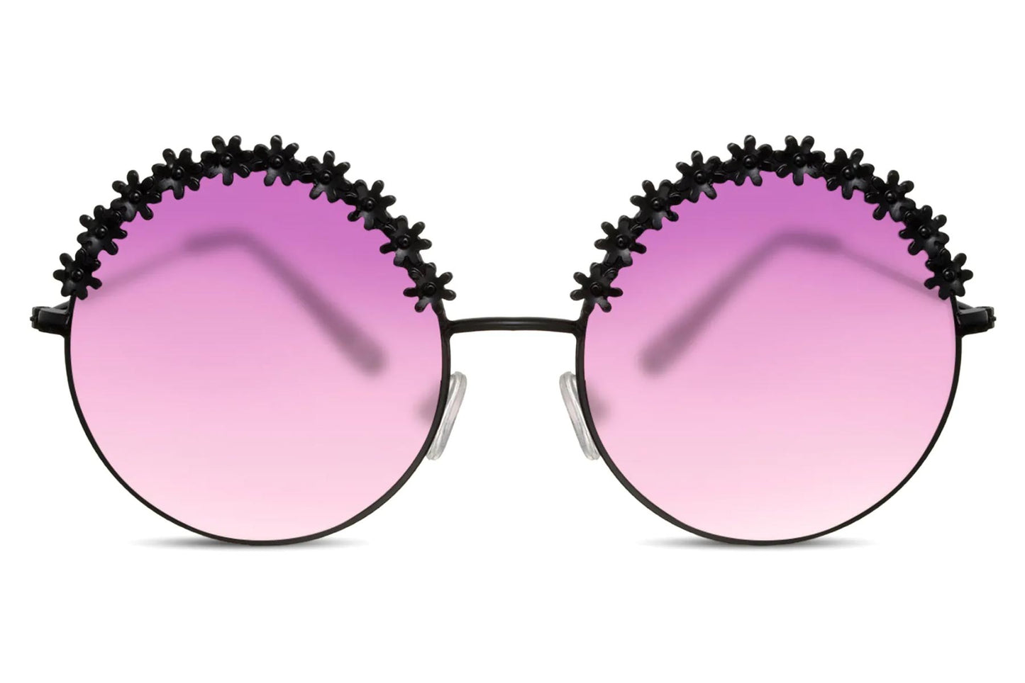 Heart-shaped sunglasses with pink lenses
