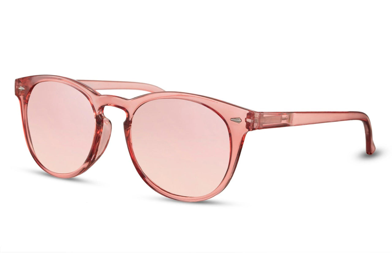 Solglasögon i rosa med rosa spegelglas