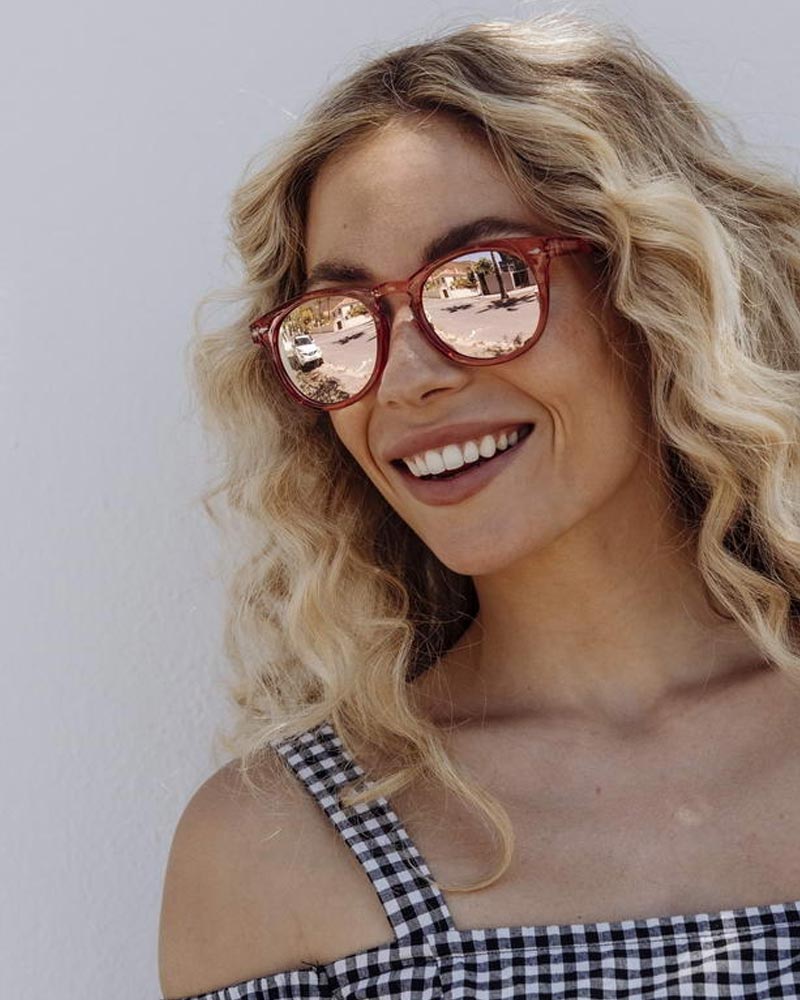 Heart-shaped sunglasses with pink lenses
