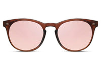 Thumbnail for Rundade solglasögon i brunt med rosa spegelglas