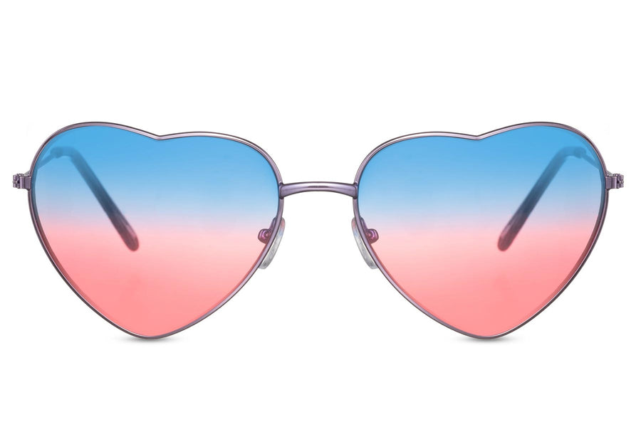 Heart-shaped sunglasses with pink lenses