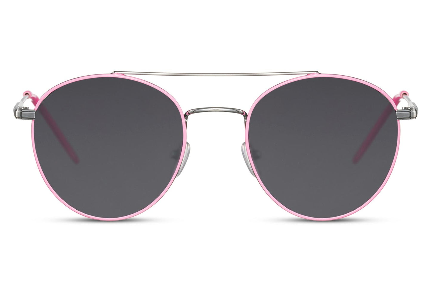 Heart-shaped sunglasses with pink lenses