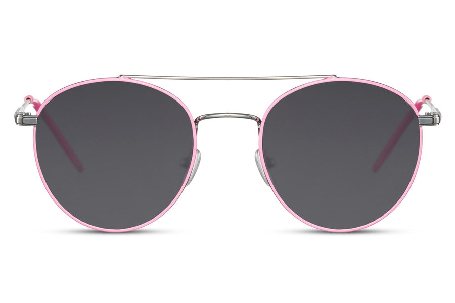 Heart-shaped sunglasses with pink lenses