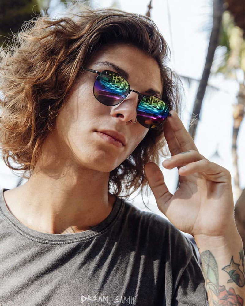 Heart-shaped sunglasses with pink lenses