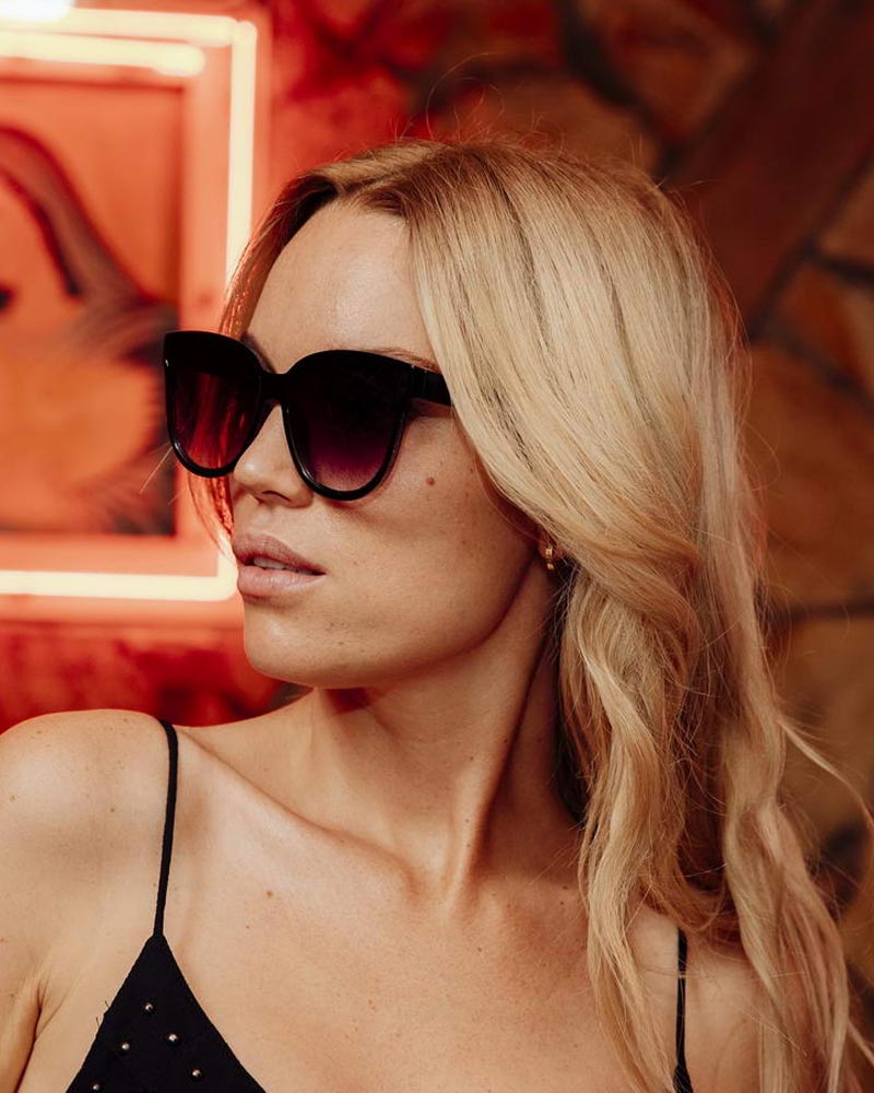 Heart-shaped sunglasses with pink lenses