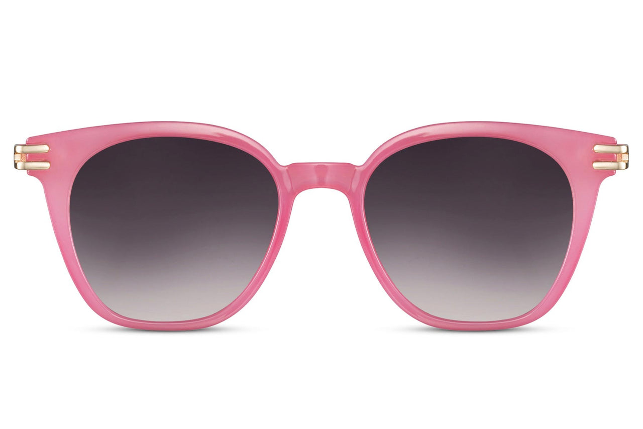Heart-shaped sunglasses with pink lenses