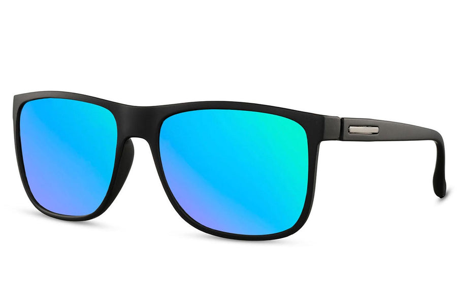 Klassiska solglasögon i mattsvart med gradienta spegelglas #2971