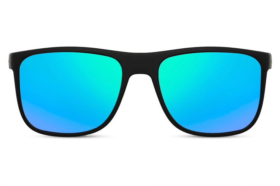 Klassiska solglasögon i mattsvart med gradienta spegelglas #2971