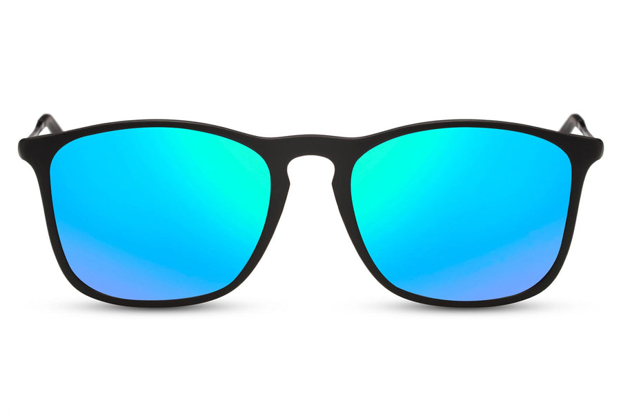 Klassiska solglasögon i mattsvart med gradienta spegelglas #491