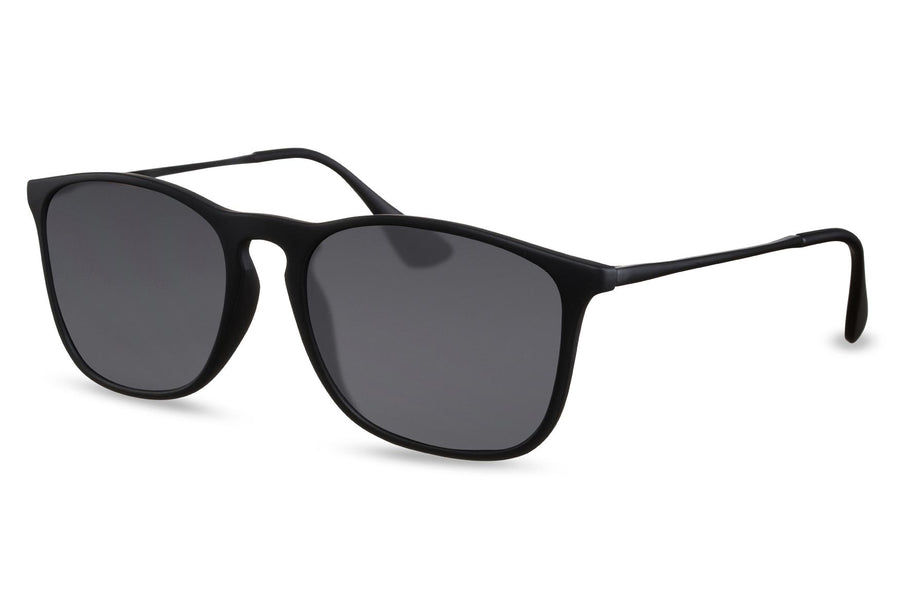 Klassiska solglasögon i svart med svarta glas #492