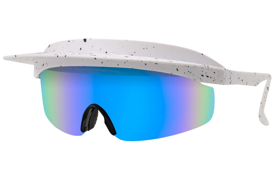 Solglasögon med solskärm, cylindriskt synfält och spegelglas