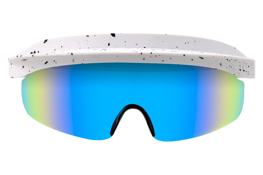 Solglasögon med solskärm, cylindriskt synfält och spegelglas