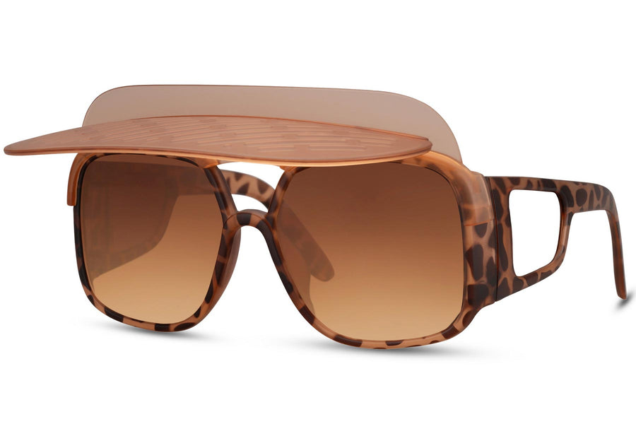 Solglasögon med solskärm i brunmelerat med bruna glas