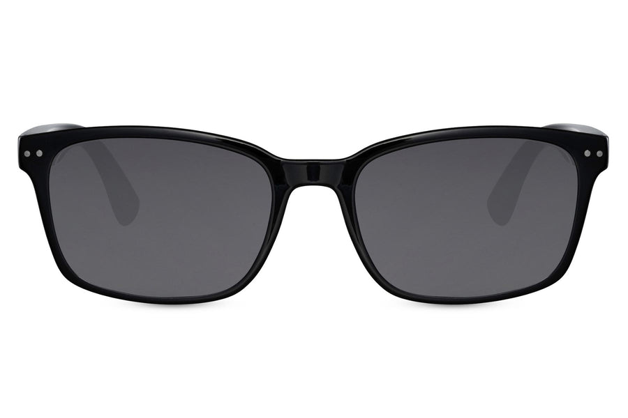 Klassiska solglasögon i svart med svarta glas #6044