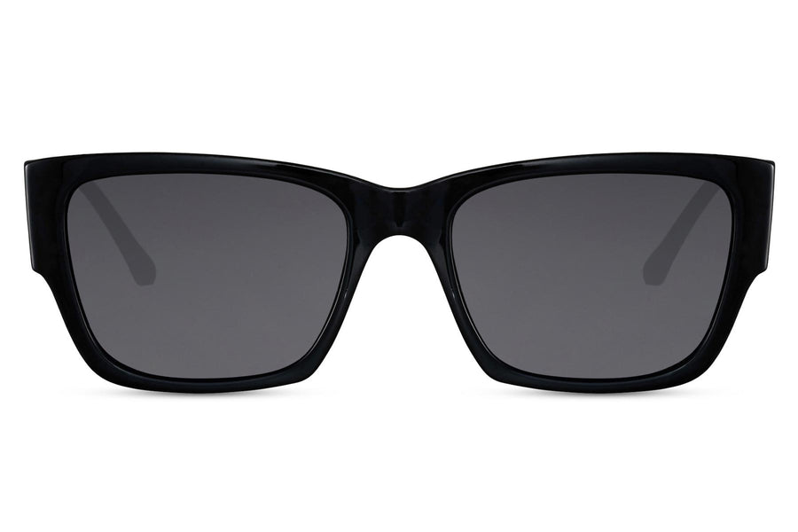 Klassiska solglasögon i svart med svarta glas #6085