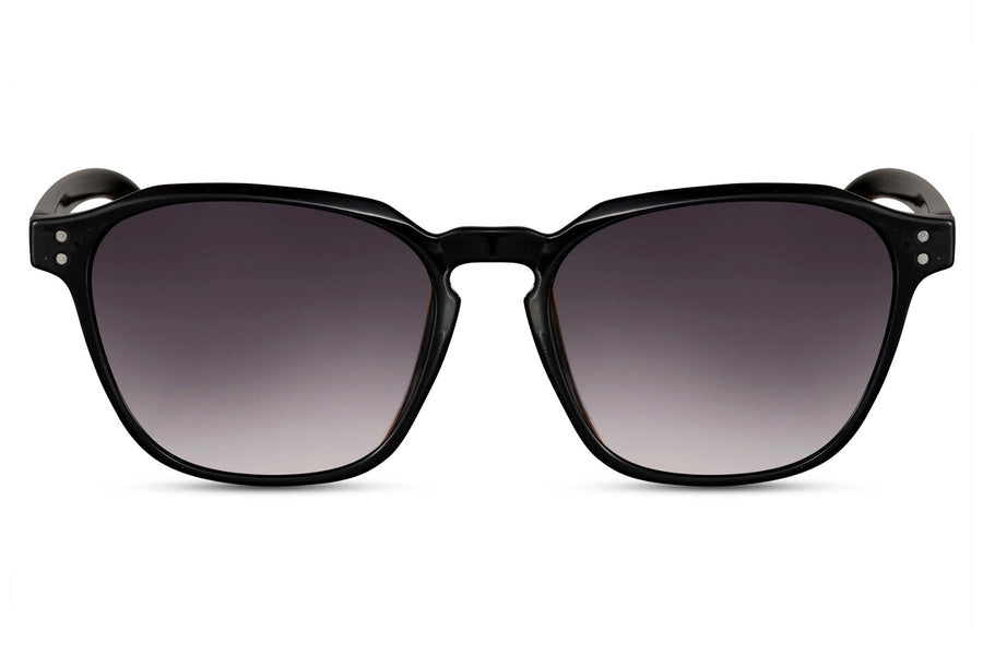 Klassiska solglasögon i svart med svarta glas #6206