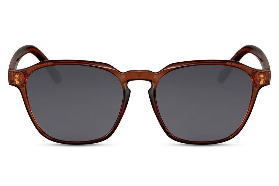 Klassiska solglasögon i brunt med svarta glas #6207