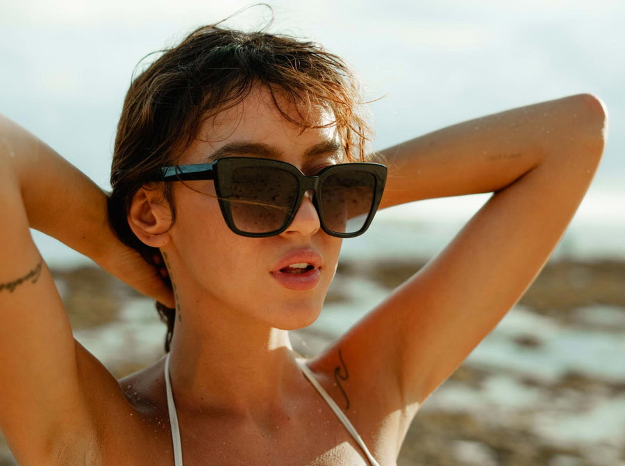 Heart-shaped sunglasses with pink lenses