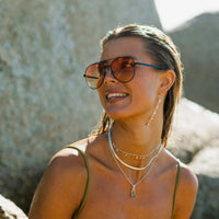 Thumbnail for Aviator solglasögon i svart metall med orange glas