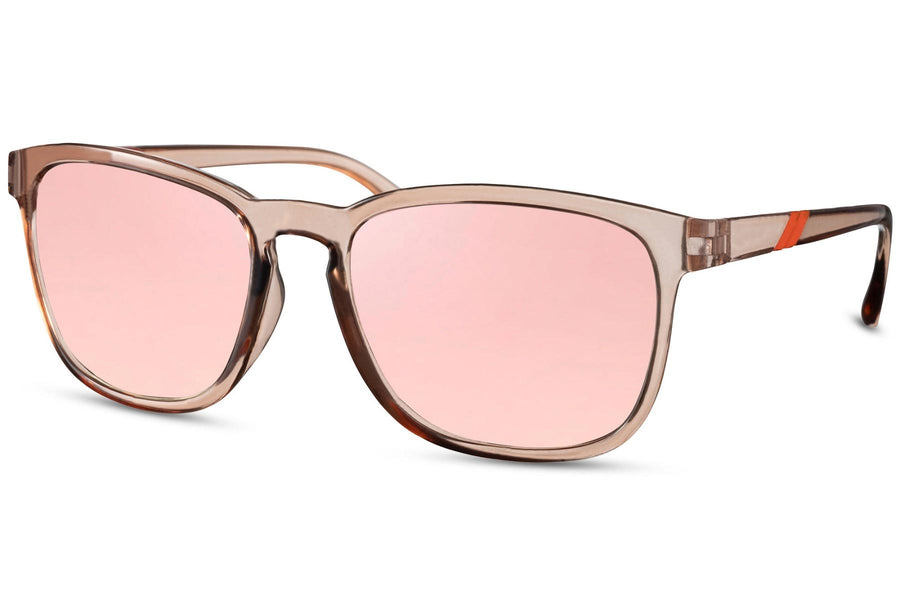 Wayfarer solglasögon i beige med rosa spegelglas
