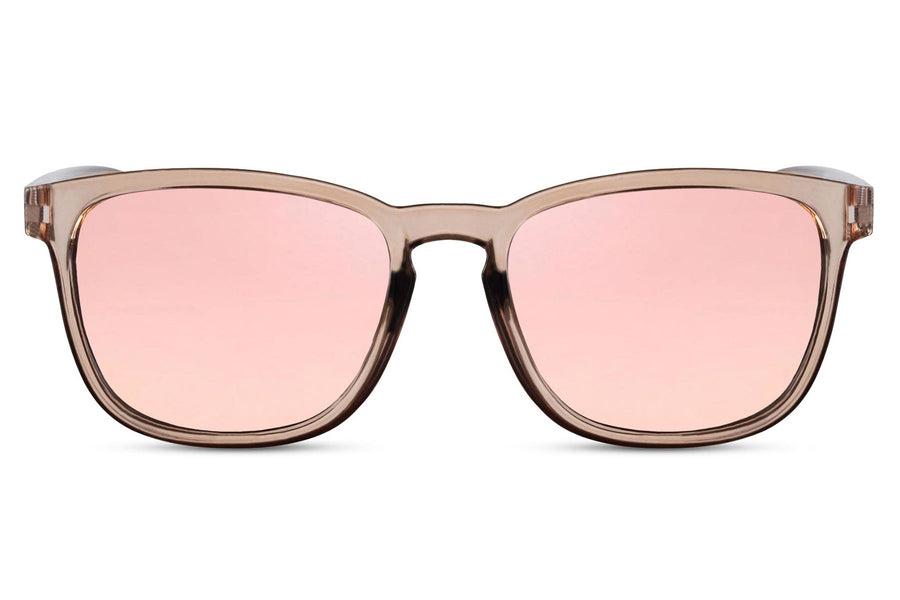 Wayfarer solglasögon i beige med rosa spegelglas
