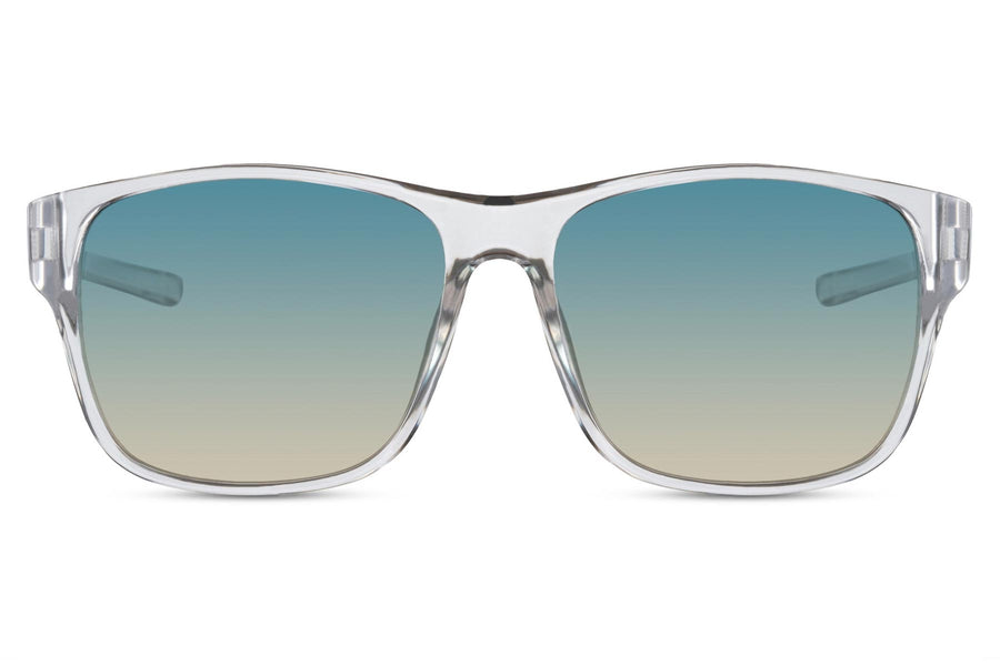 Klassiska solglasögon med transparenta bågar och gradienta glas