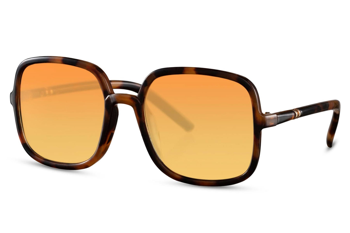 Oversized solglasögon i brunmelerat med orange glas