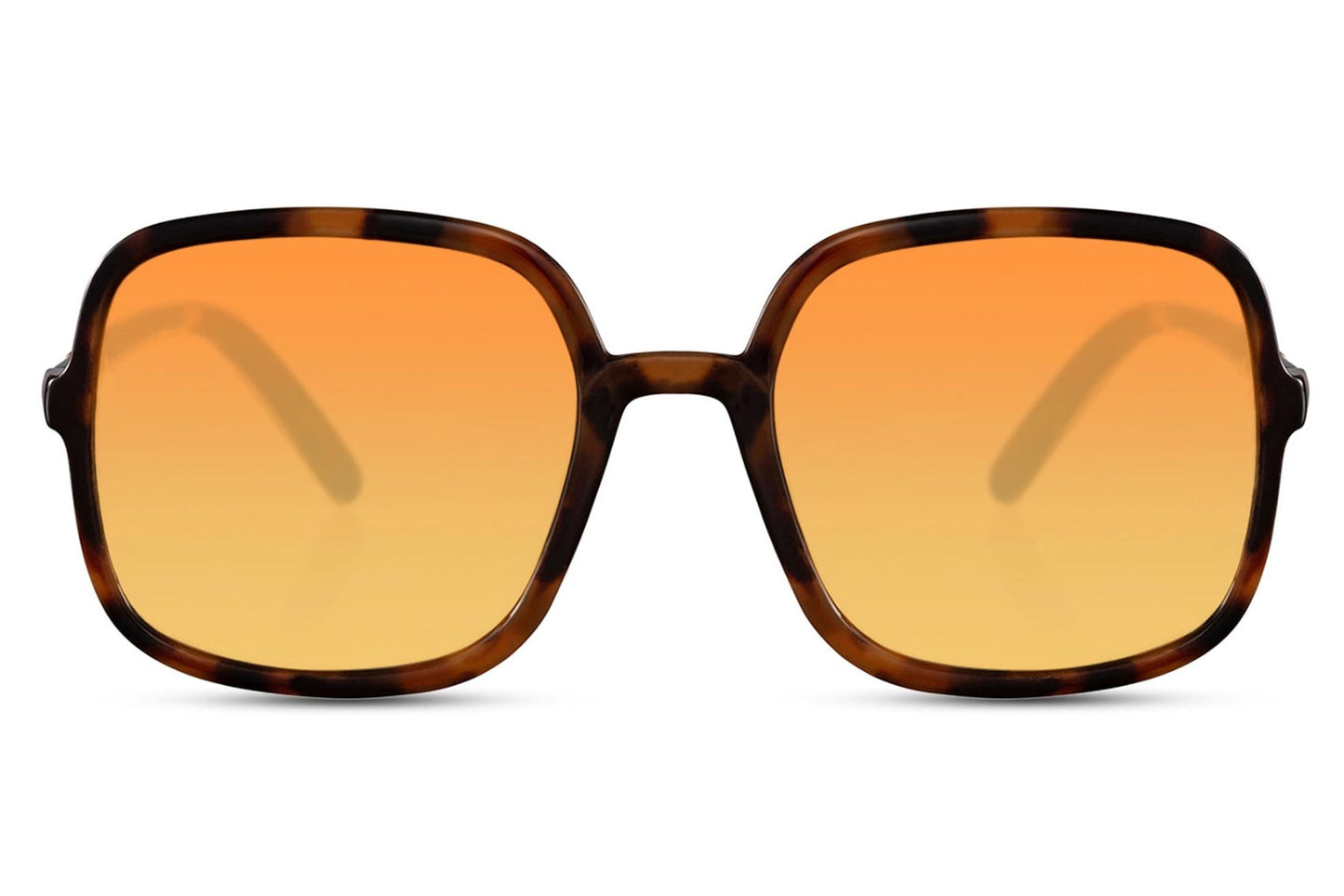 Oversized solglasögon i brunmelerat med orange glas