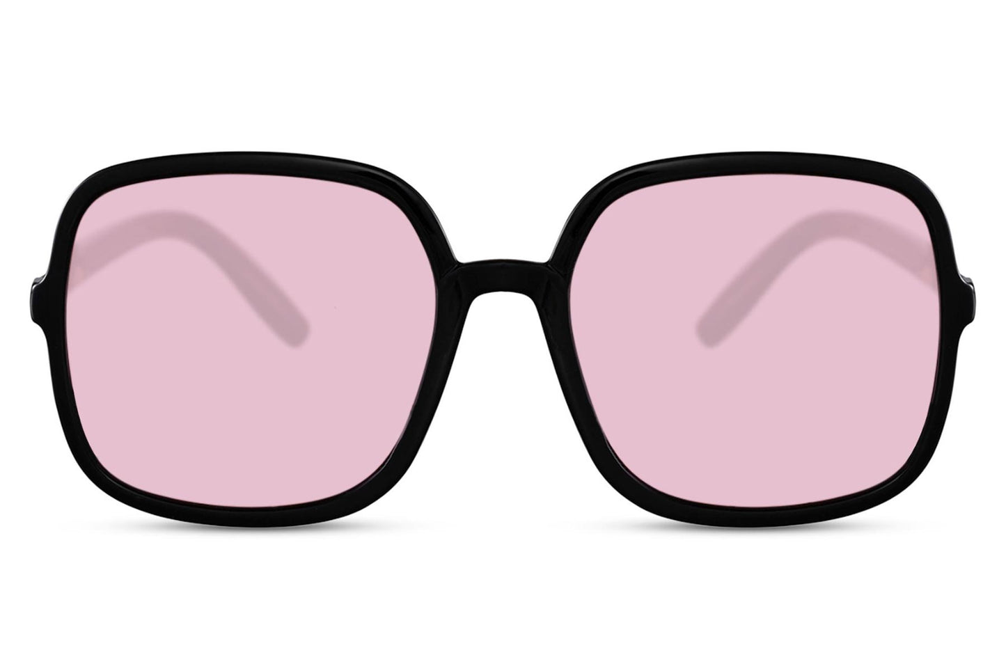 Oversized solglasögon i svart med rosa glas
