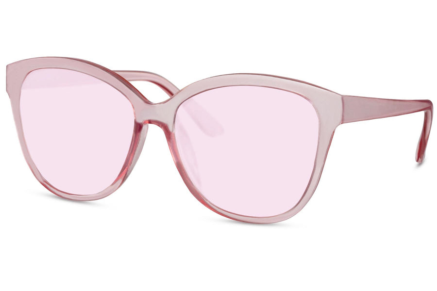 Oversized Cateye solglasögon i rosa med rosa glas